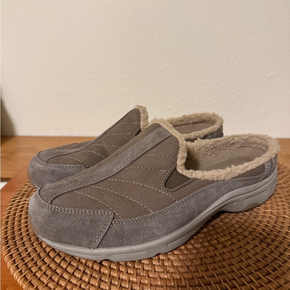 Earth Spirit Taupe‎ Suede-Look Fleece-Lined Slip-On Mules